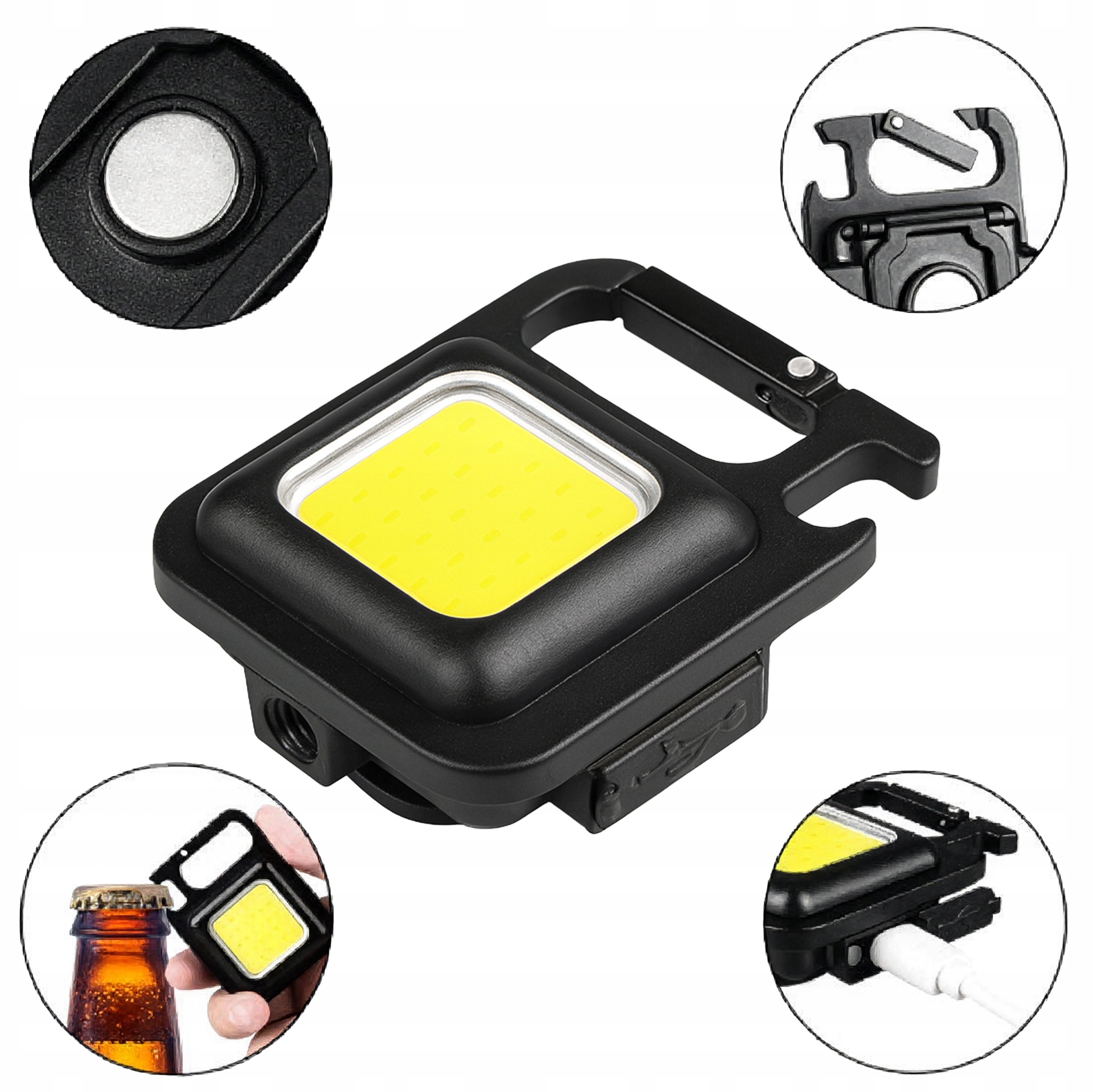 Aluminiowa mini-lampka Clip LED – brelok campingowy